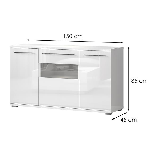 Komód Piano K150-3KS/PN-70/KA/70 crystal white