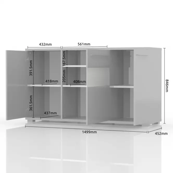 Komód Piano K150-3KS/PN-70/KA/70 crystal white