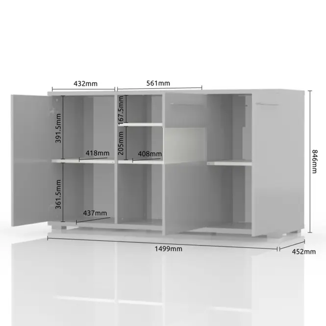 Komód Piano K150-3KS/PN-70/KA/70 crystal white,3