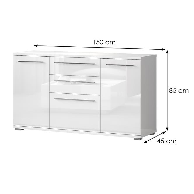Komód Piano K150-3K2F/PN-70/KA/70 crystal white