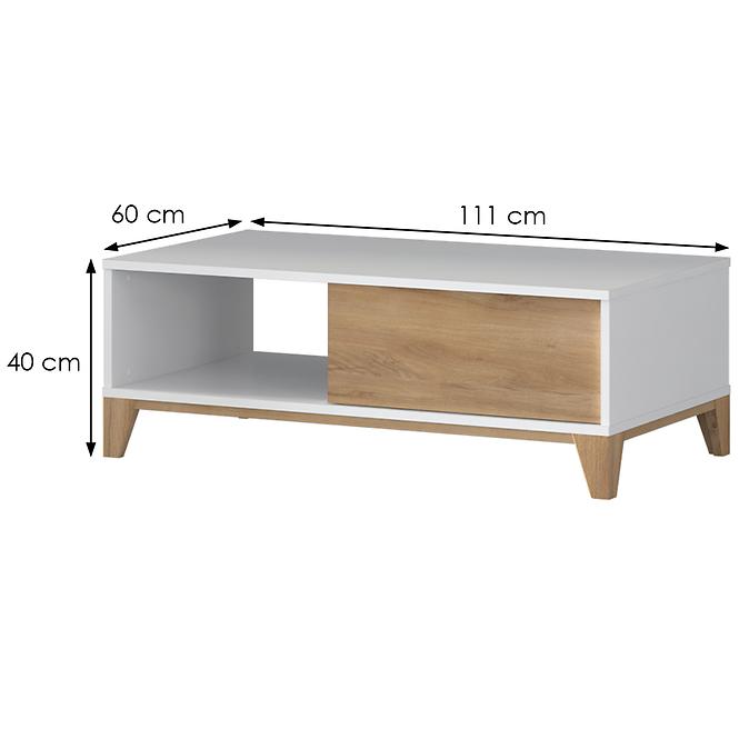 Dohányzóasztal Brio KLS pacific walnut/crystal white
