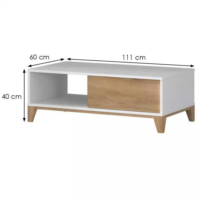 Dohányzóasztal Brio KLS pacific walnut/crystal white,2