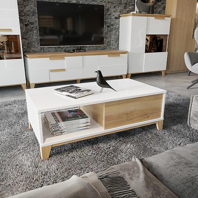 Dohányzóasztal Brio KLS pacific walnut/crystal white