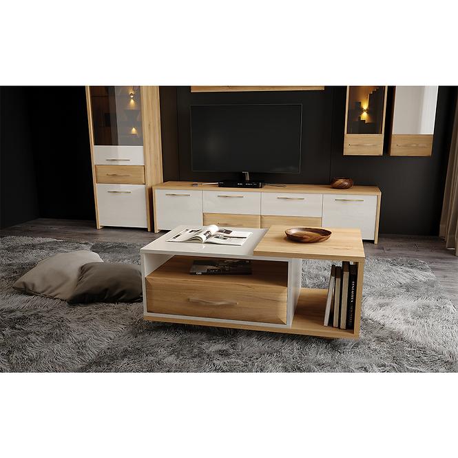 Dohányzóasztal Gala KLS-1F/GL pacific walnut/beige