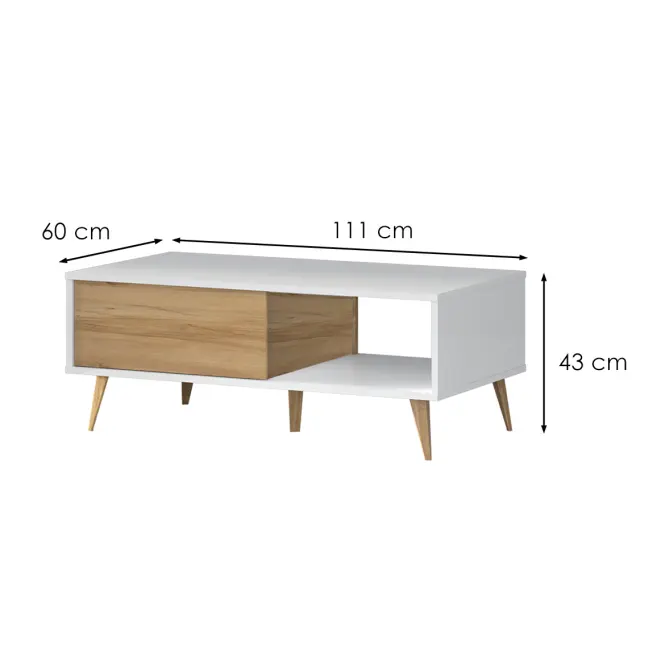 Dohányzóasztal Vida KLS pacific walnut/crystal white,2