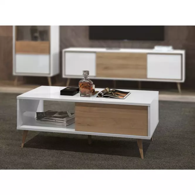Dohányzóasztal Vida KLS pacific walnut/crystal white