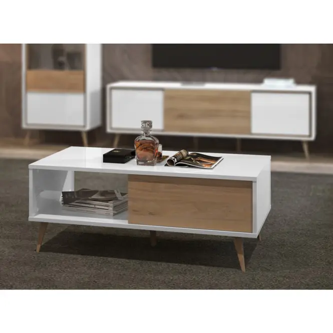 Dohányzóasztal Vida KLS pacific walnut/crystal white,4
