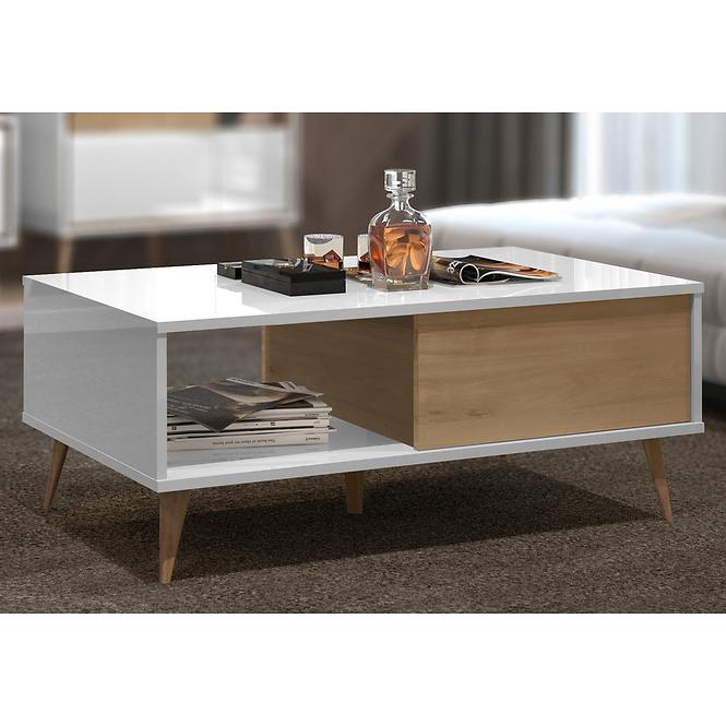 Dohányzóasztal Vida KLS pacific walnut/crystal white