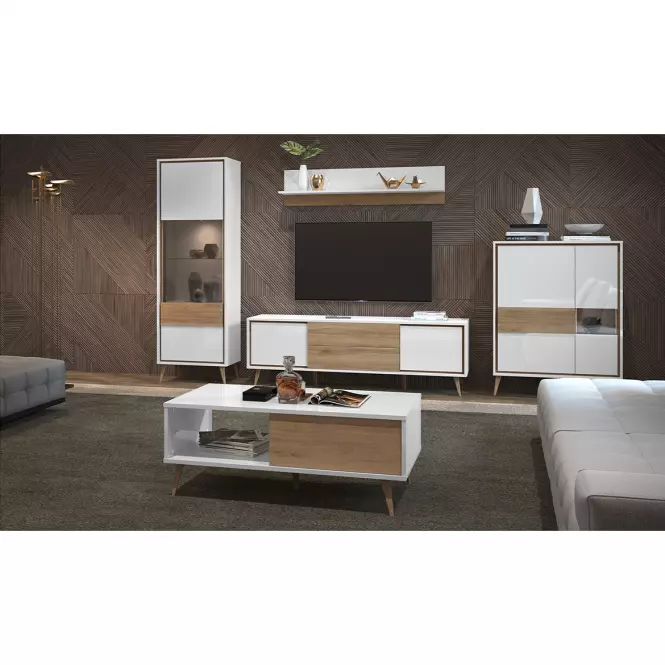 Dohányzóasztal Vida KLS pacific walnut/crystal white
