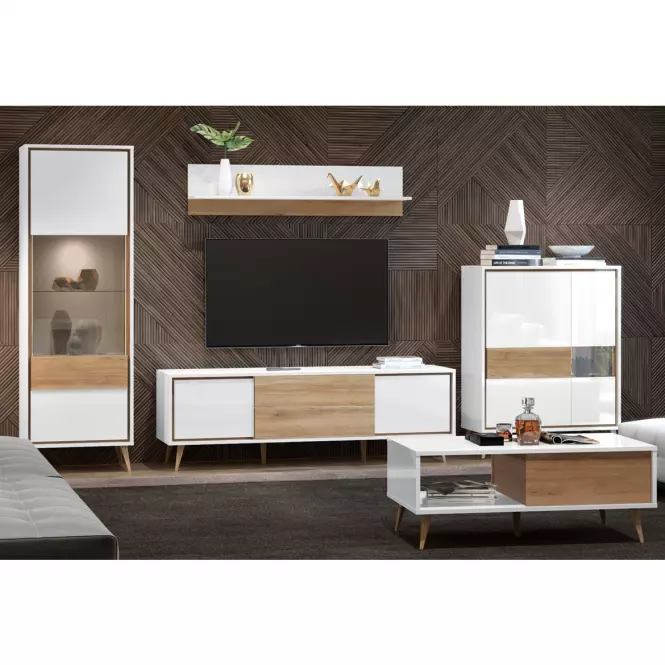 Dohányzóasztal Vida KLS pacific walnut/crystal white