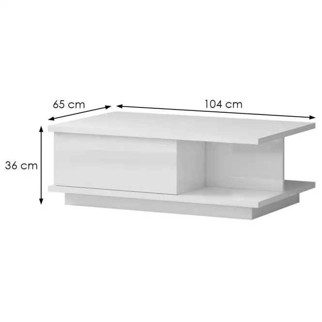 Dohányzóasztal Piano KLS-1F-70/KA/70 crystal white,2