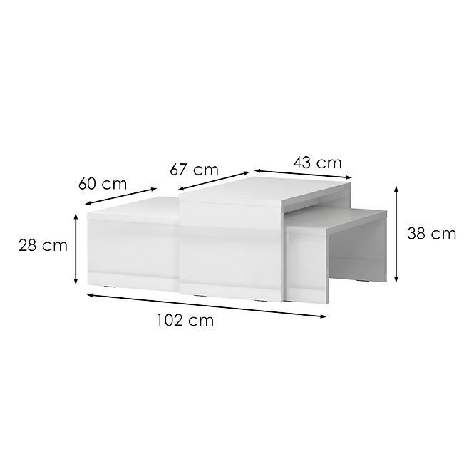 Dohányzóasztal Piano SET2-70/KA/70 crystal white