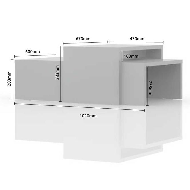 Dohányzóasztal Piano SET2-70/KA/70 crystal white