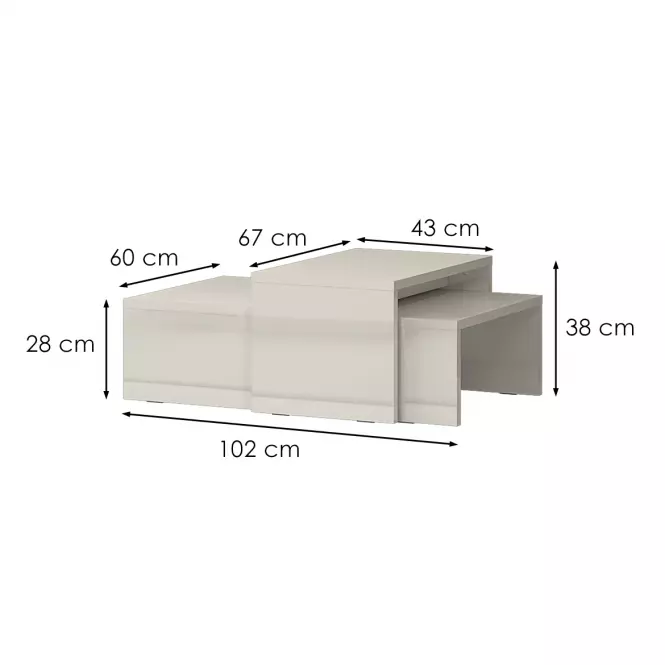 Dohányzóasztal Piano SET2-71/KA/71 beige,2