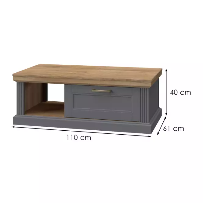 Dohányzóasztal Tara KLS graphite/pacific walnut