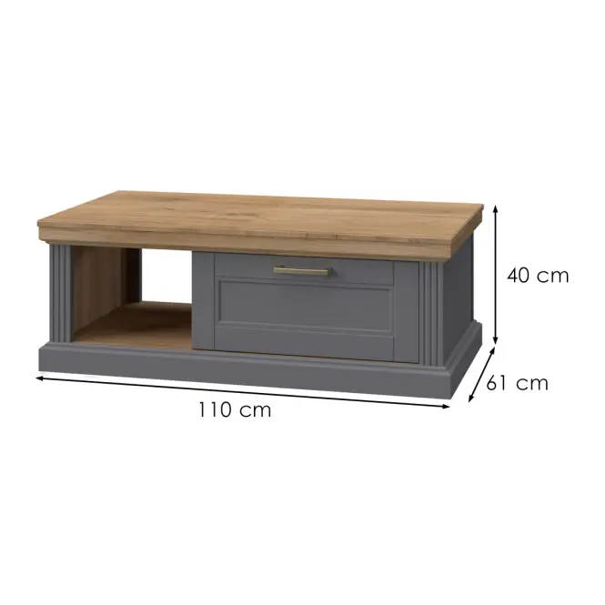 Dohányzóasztal Tara KLS graphite/pacific walnut,2