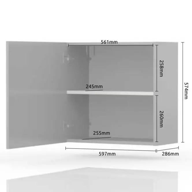 Fali szekrény Piano VK60-1K/PN-70/KA/70 crystal white