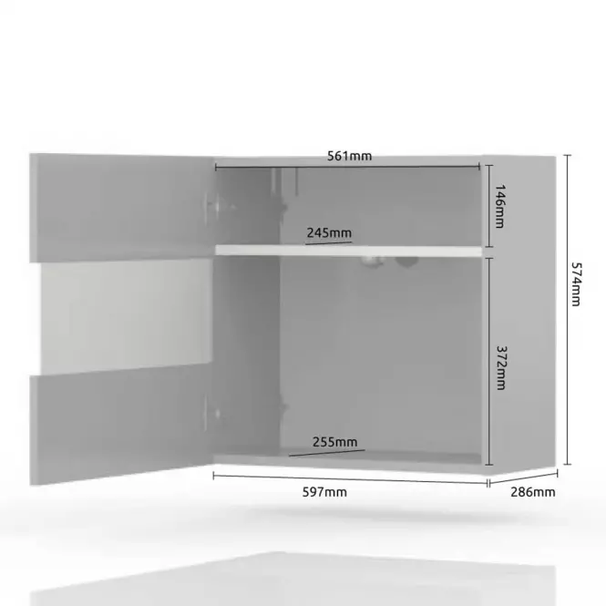 Fali szekrény Piano VK60-1KS/PN-70/KA/70 crystal white