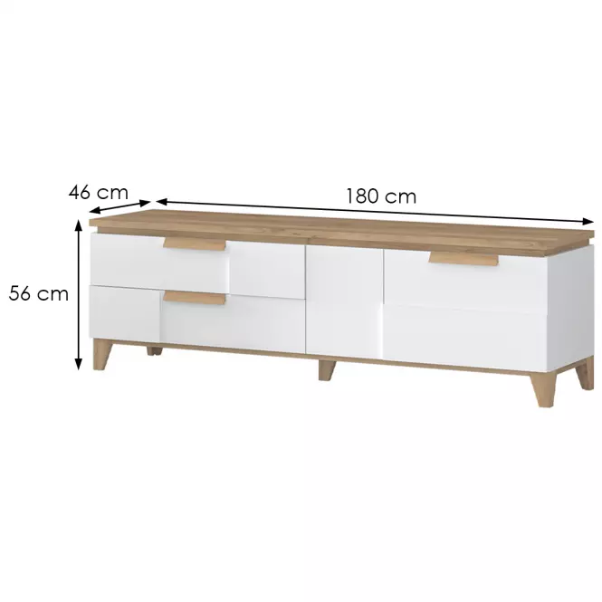 Szekrény RTV Brio TV pacific walnut/crystal white