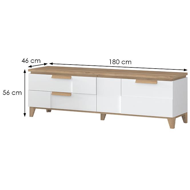 Szekrény RTV Brio TV pacific walnut/crystal white