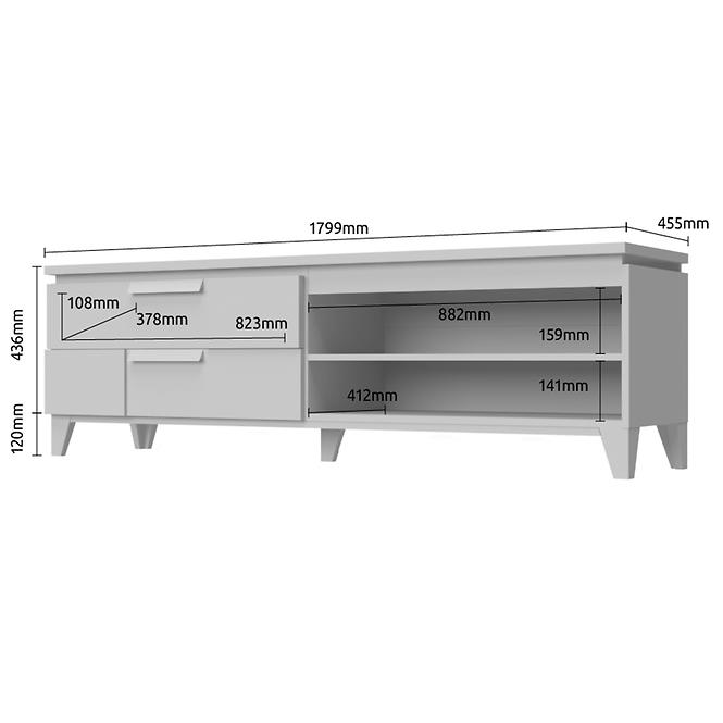 Szekrény RTV Brio TV pacific walnut/crystal white