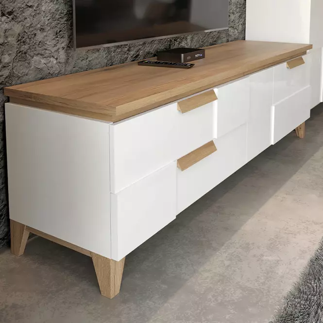 Szekrény RTV Brio TV pacific walnut/crystal white