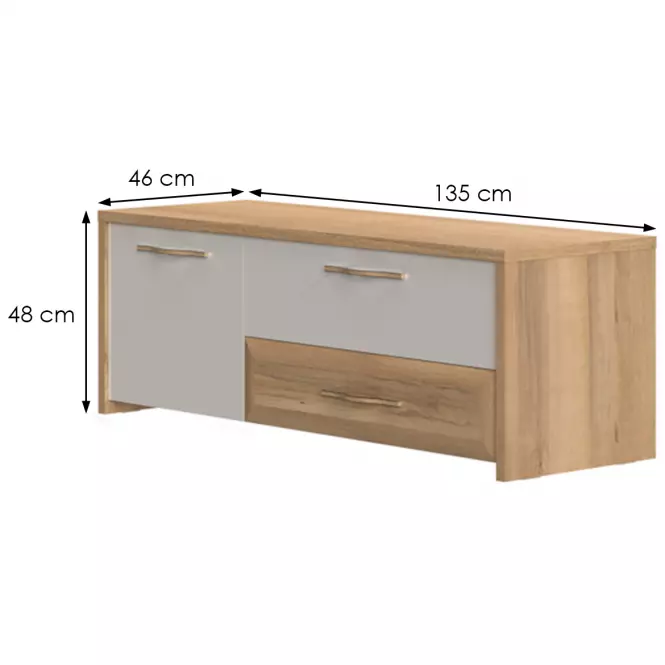 Szekrény RTV Gala TV135-1K2F/GL pacific walnut/beige