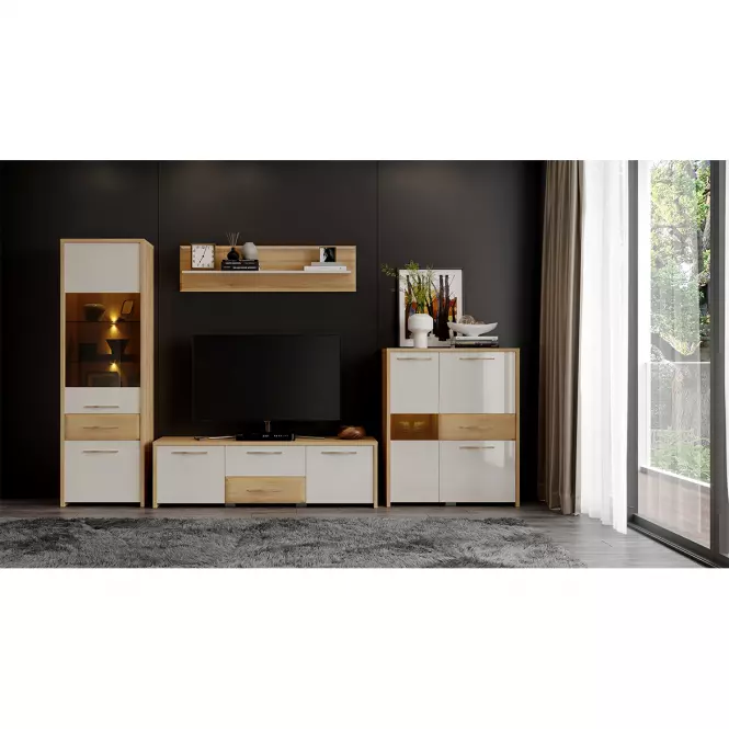 Szekrény RTV Gala TV220-2K4F/GL pacific walnut/beige