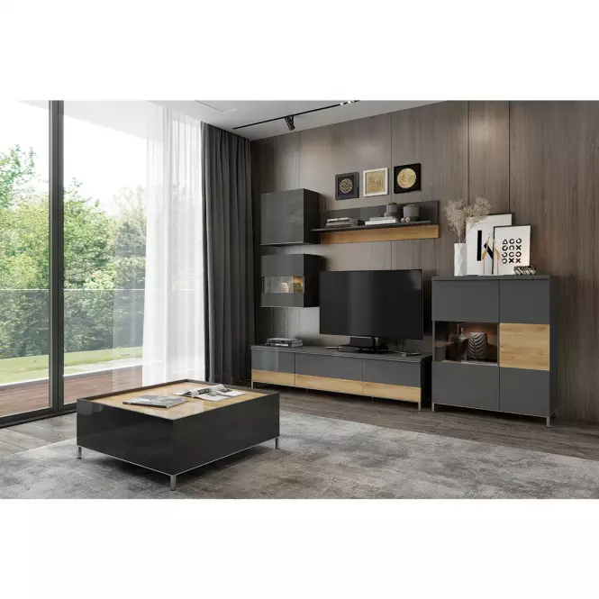Szekrény RTV Onyx TV130-1K1F/ON anthracite/pacific walnut