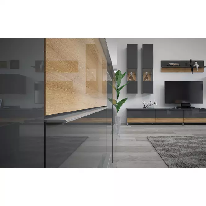 Szekrény RTV Onyx TV150-2F/ON anthracite/pacific walnut
