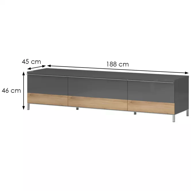 Szekrény RTV Onyx TV180-2K1F/ON anthracite/pacific walnut