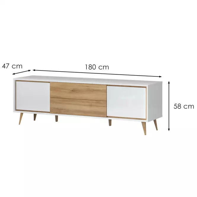 Szekrény RTV Vida TV pacific walnut/crystal white
