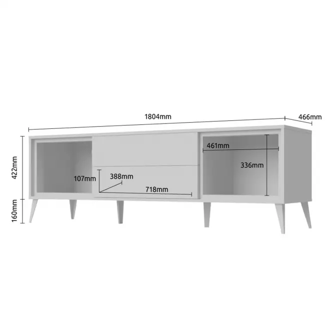 Szekrény RTV Vida TV pacific walnut/crystal white