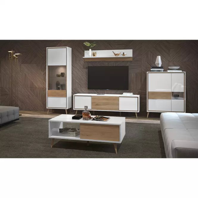Szekrény RTV Vida TV pacific walnut/crystal white