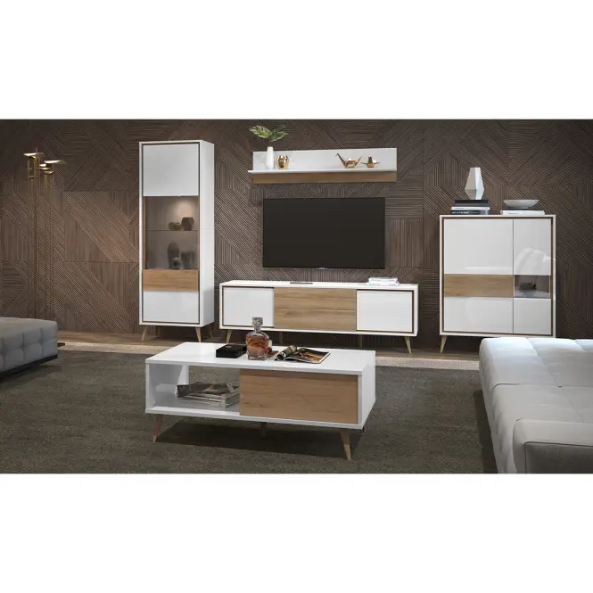 Szekrény RTV Vida TV pacific walnut/crystal white,4