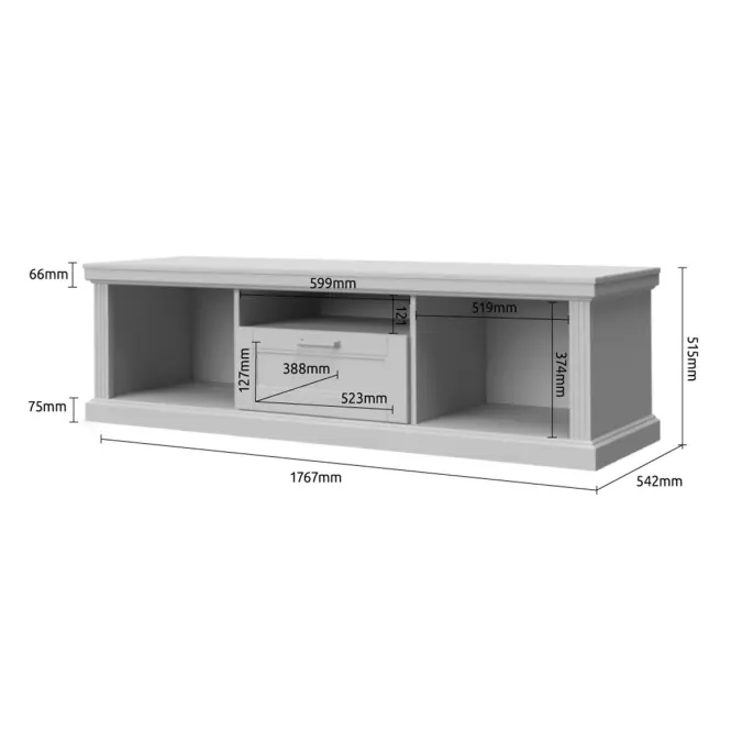Szekrény RTV Tara TV2K1F white/pacific walnut,3