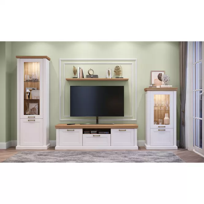 Szekrény RTV Tara TV2K1F white/pacific walnut