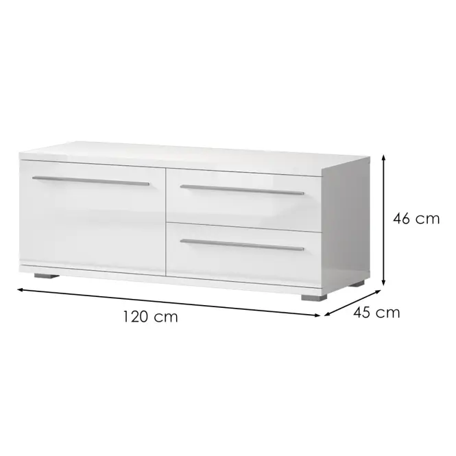 Szekrény RTV Piano TV120-1K2F/PN-70/KA/70-70/KA/70 crystal white,2