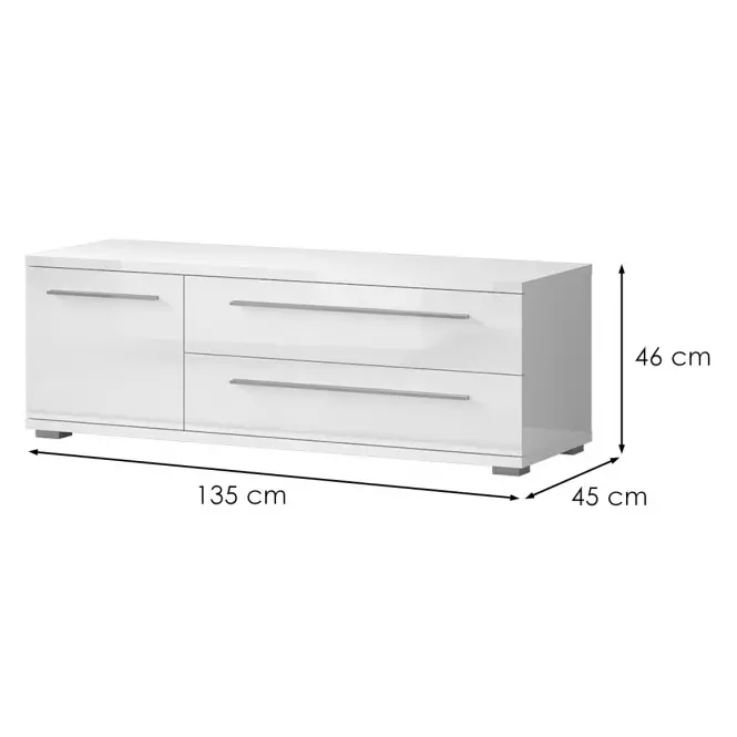 Szekrény RTV Piano TV135-1K2F/PN-70/KA/70 crystal white