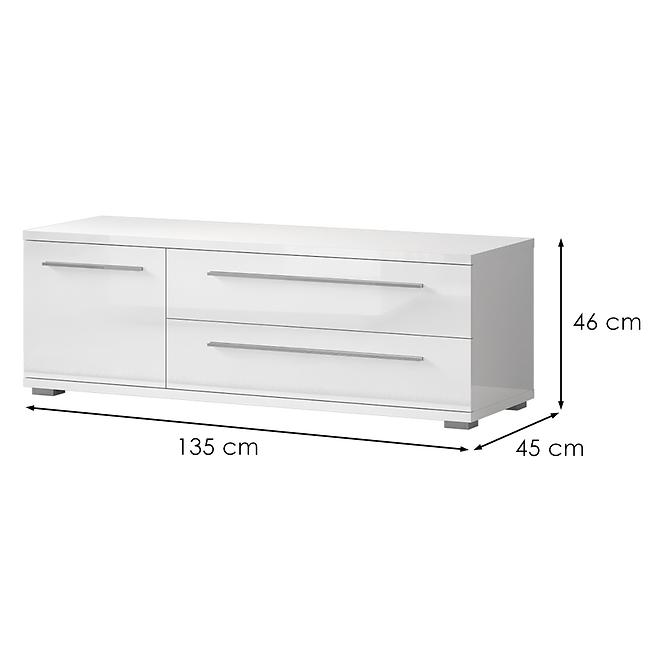 Szekrény RTV Piano TV135-1K2F/PN-70/KA/70 crystal white