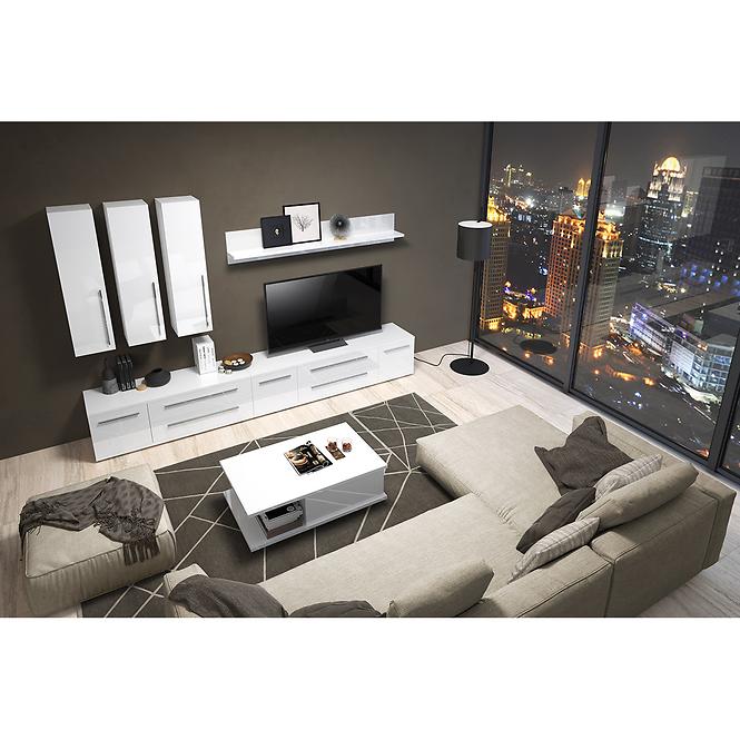 Szekrény RTV Piano TV135-1K2F/PN-70/KA/70 crystal white