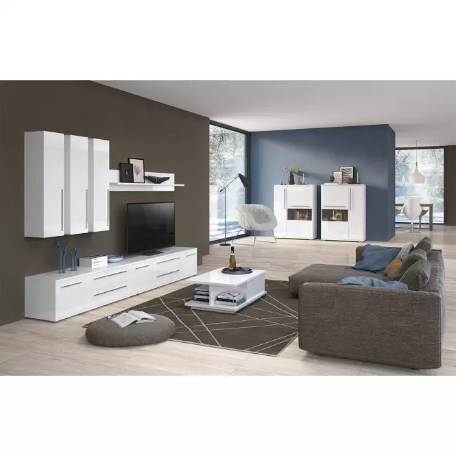 Szekrény RTV Piano TV135-1K2F/PN-70/KA/70 crystal white