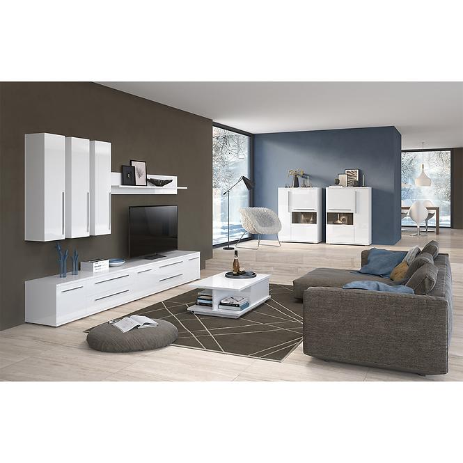 Szekrény RTV Piano TV135-1K2F/PN-70/KA/70 crystal white