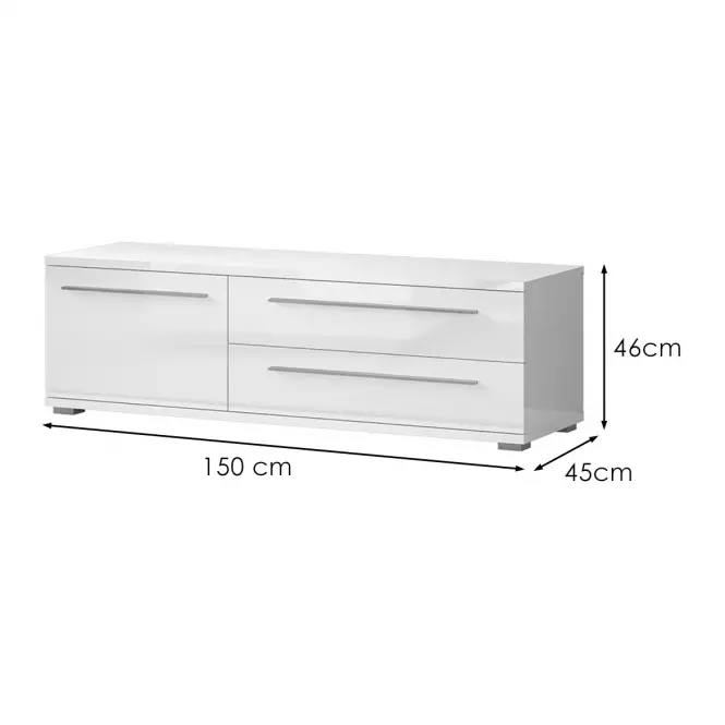 Szekrény RTV Piano TV150-1K2F/PN-70/KA/70 crystal white,2