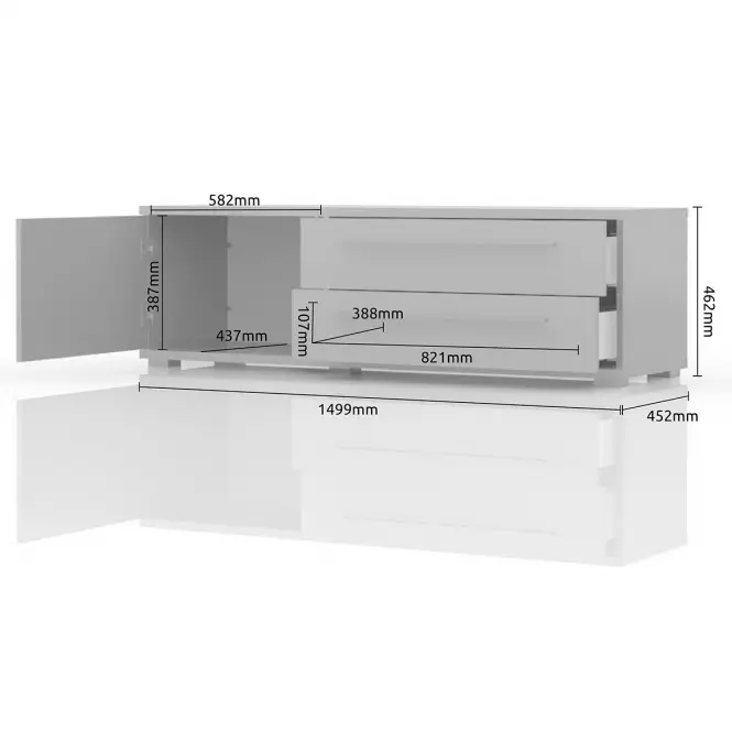 Szekrény RTV Piano TV150-1K2F/PN-70/KA/70 crystal white