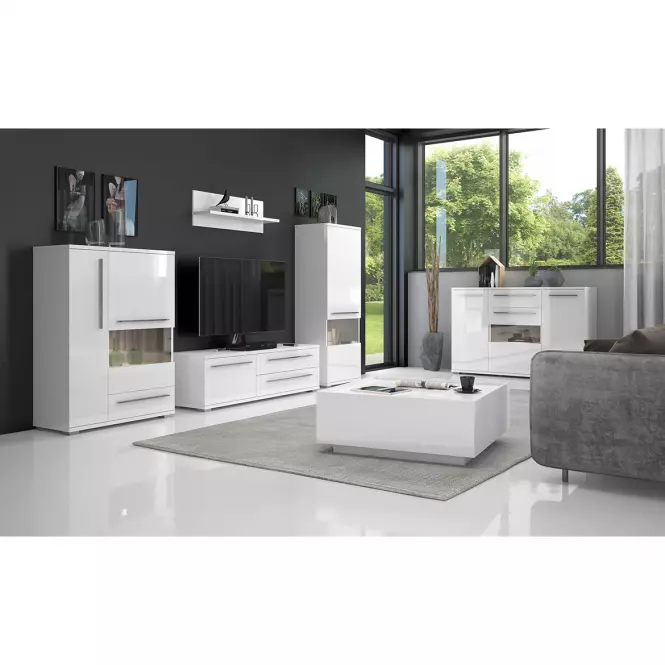 Szekrény RTV Piano TV150-1K2F/PN-70/KA/70 crystal white