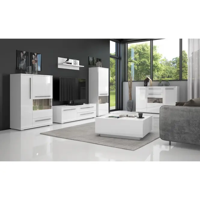 Szekrény RTV Piano TV150-1K2F/PN-70/KA/70 crystal white,9