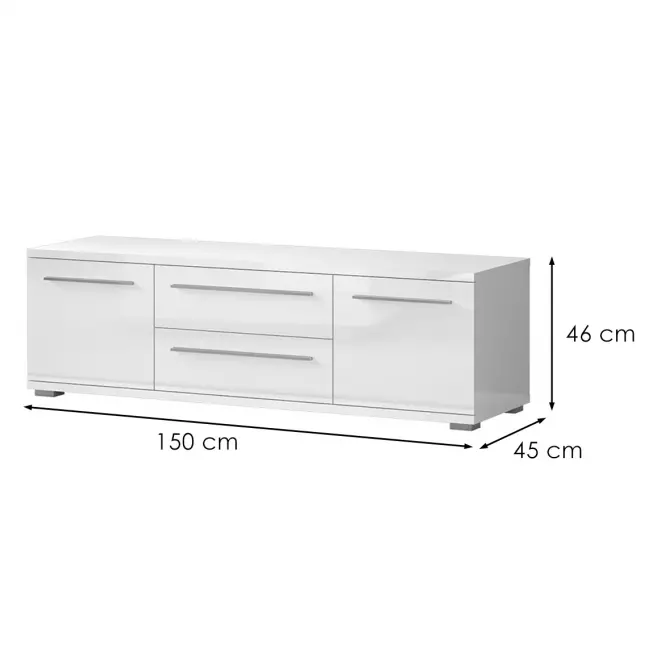 Szekrény RTV Piano TV150-2K2F/PN-70/KA/70 crystal white