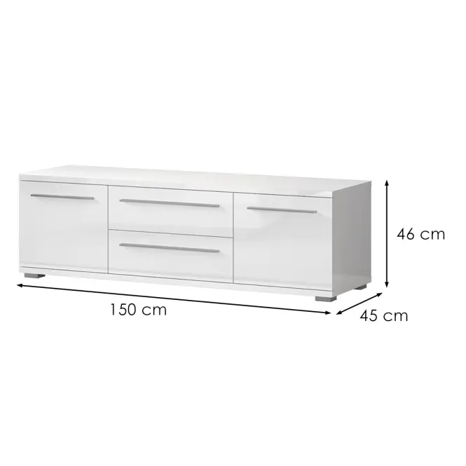 Szekrény RTV Piano TV150-2K2F/PN-70/KA/70 crystal white,2