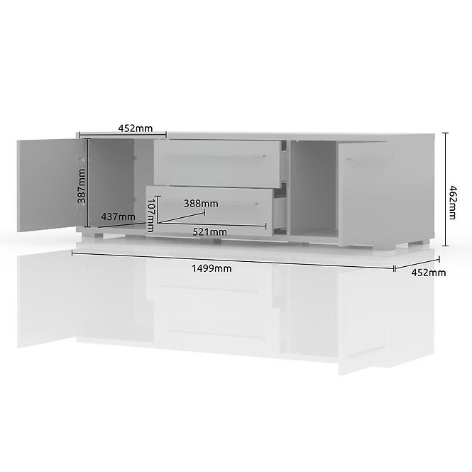 Szekrény RTV Piano TV150-2K2F/PN-70/KA/70 crystal white